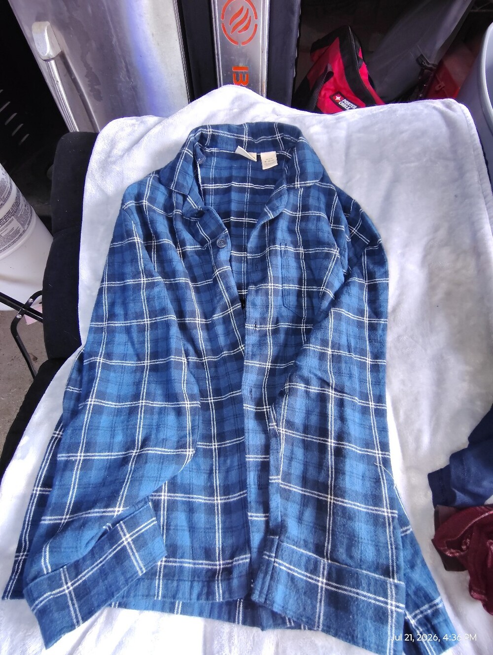L.L. Bean Blue Plaid Button-Up Shirt